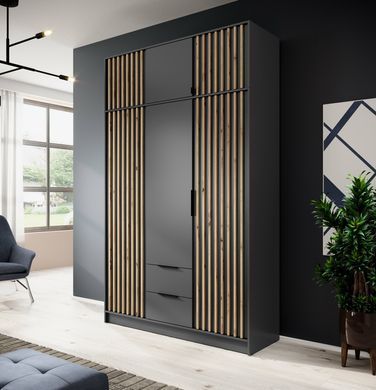 Антресоль надставка на шкаф Nelly 4D Серый/Дуб Артизан ламели Meble Piaski Nadstawka Nelly 4D_SZARY/LAMELA ARTISAN фото