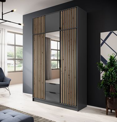 Антресоль надставка на шкаф Nelly 4D Серый/Дуб Артизан ламели Meble Piaski Nadstawka Nelly 4D_SZARY/LAMELA ARTISAN фото
