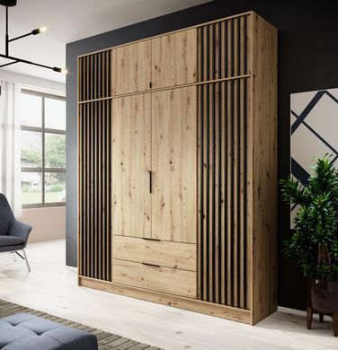 Антресоль надставка на шкаф Nelly 2D Дуб Артизан/ Черный ламели Meble Piaski Nadstawka Nelly 2D_ARTISAN/LAMELA CZARNY фото