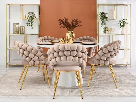 Стілець обідній велюровий BUBBLE (капучіно) BUBBLE-KR-CAPPUCINO_ZLOTY фото