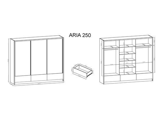 PIASKI MEBLI Україна - Шафа купе з дзеркалом та шухлядами ARIA I 250 Білий/Білий глянець Meble Piaski Meble Piaski 4