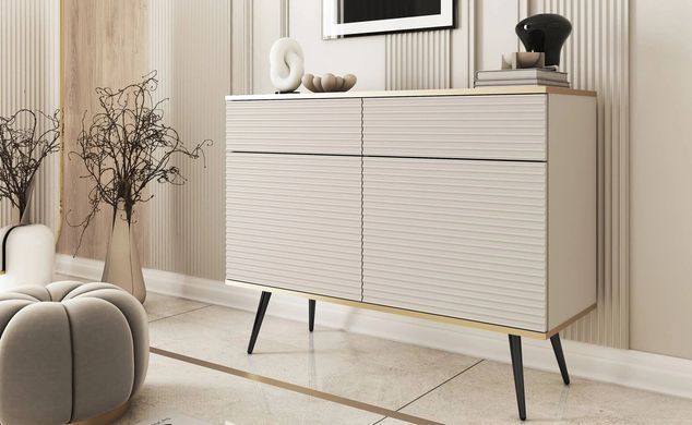 Комод двухдверный ORO MDF Бежевый/Черный каркас ORO_MDF_KSZ107_BEZOWY_CZARNY фото