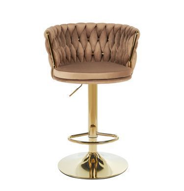 Барний стілець у велюрі LUXE H-4 (капучіно) LUXE-H4-CAPPUCCINO_ZLOTY фото