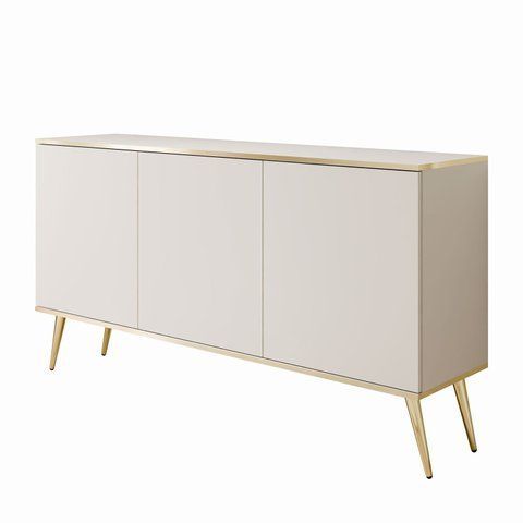 Комод трехдверный ORO MDF Бежевый/Золотой каркас ORO_MDF_K160_BEZOWY_ZLOTY фото