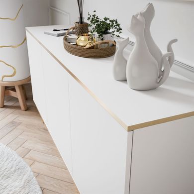 Комод тридверний ORO MDF Білий/Золотий каркас ORO_MDF_K160_BIALY_ZLOTY фото