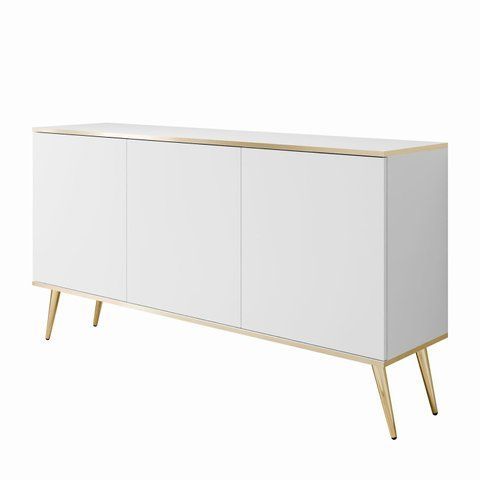 Комод трехдверный ORO MDF Белый/Золотой каркас ORO_MDF_K160_BIALY_ZLOTY фото