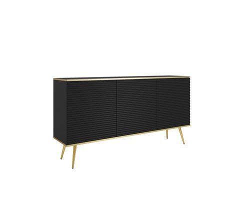 Комод трехдверный ORO MDF Черный/Золотой каркас ORO_MDF_K160_CZARNY_ZLOTY фото