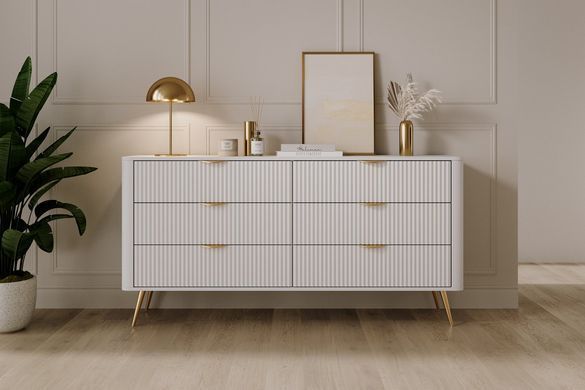 Комод з 6 шухлядами LANTE 163 6S білий/золото LANTE_Komoda_B_BIALY_ZLOTY фото