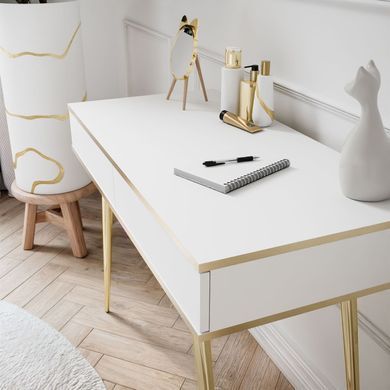 Туалетний столик з шухлядою у спальню ORO T102 Білий / Золотий каркас ORO_T102_BIALY_ZLOTY фото