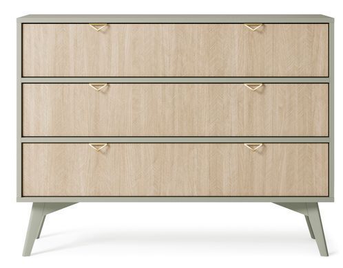 Комод с ящиками на ножках в гостинную, спальню KSZ106 FOREST Эвкалипт/сканди елочка Meble Piaski FOREST_KSZ106_EUKALIPTUS фото