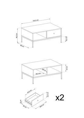Журнальный столк с ящиком в гостинную Mono ML104 Бежевый/Черный каркас Meble Piaski MONO_ML104_BEŻ PIASKOWY фото