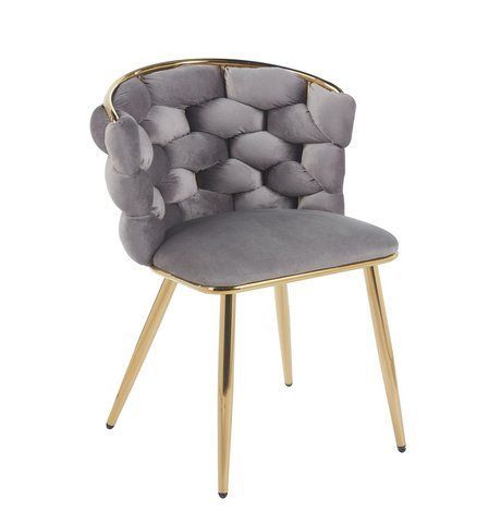 Стул обеденный бархатный LUXE 47 (серый) LUXE-KR47-SZARY_ZLOTY фото