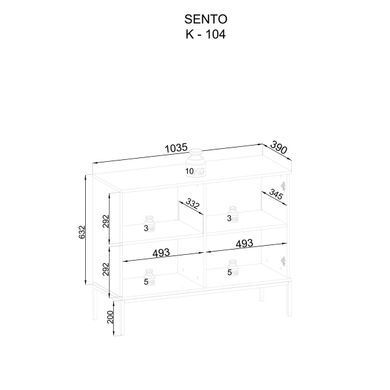 Комод дводверний скляний з освітленням на ніжках у вітальню Sento K104 1PKT LED Чорний/Дуб Вотан Meble Piaski SENTO_K104_CZARNY/DĄB WOTAN фото
