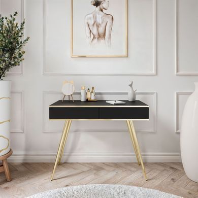 Туалетний столик з шухлядою у спальню ORO T102 Чорний / Золотий каркас ORO_T102_CZARNY_ZLOTY фото