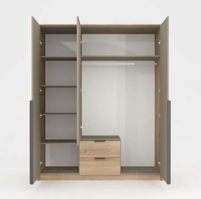 Шафа тридверна з дзеркалом LETTO Дуб терра/сірий LETTO_S3D2S фото