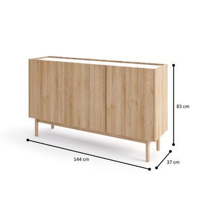 Комод трехдверный на ножках в гостинную BOHO K144/83 Дуб Ривьера золотий/Мрамор Б'янка Meble Piaski BOHO_K144/83_RIVIERA/MARMUR BIANCO фото
